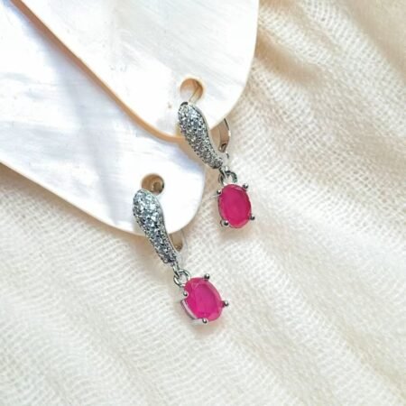 Boucles d'oreilles créoles rubis naturel en acier inoxydable