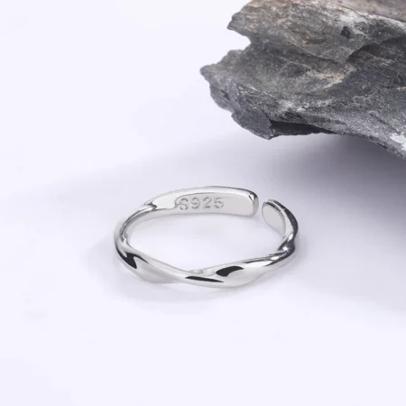 Bague en Argent Sterling 925 à Fil Torsadé Élégante pour Femme