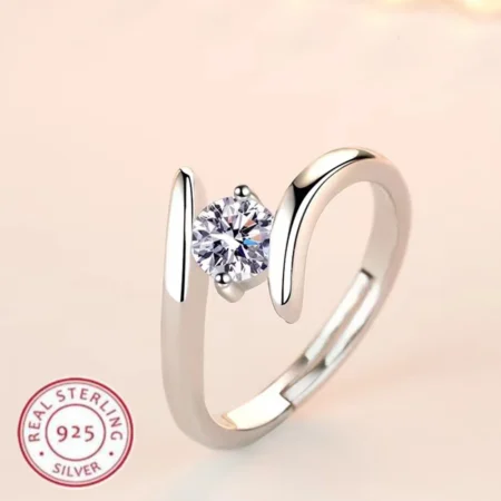 Bague en Argent Sterling 925 avec Zircone – Élégance Classique