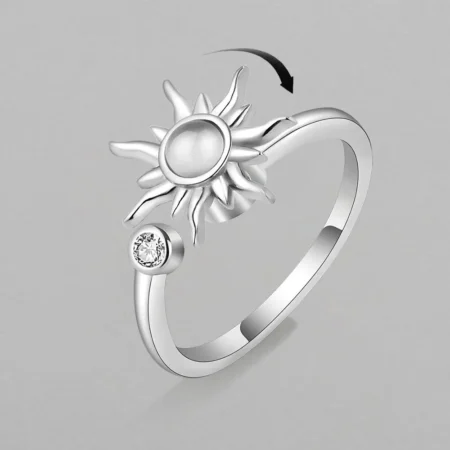 Bague Anti-Stress Spinner Élégante en Acier Inoxydable et Zircone